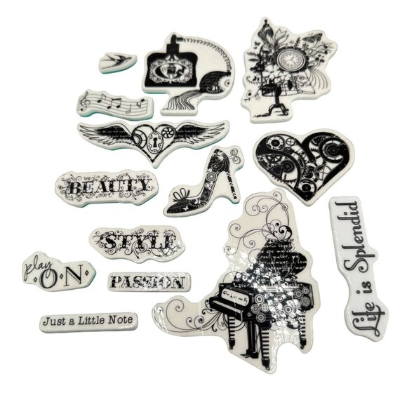Prima Marketing Cling Stamp Set Steampunk With Passion Just A Little Note - Picture 1 of 7
